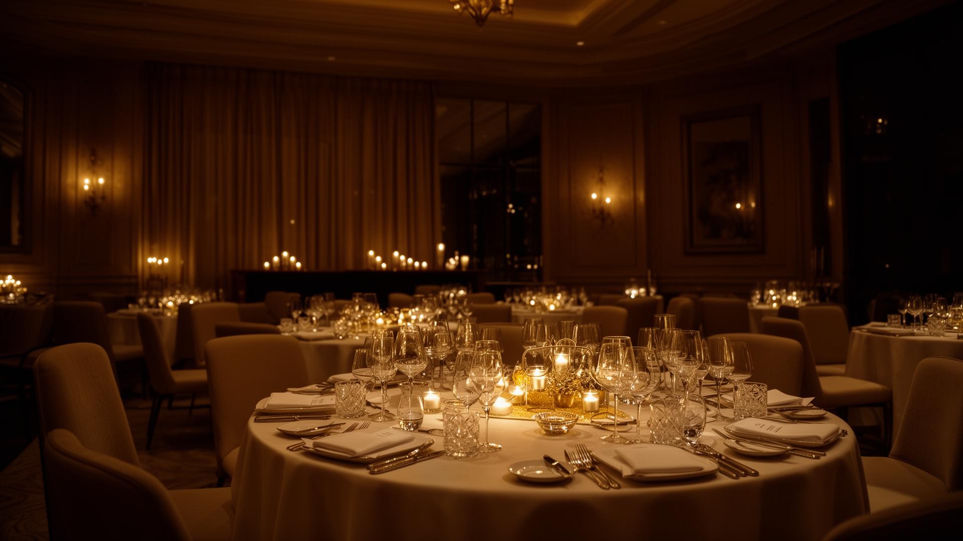 Luxurious private dining room set for an event